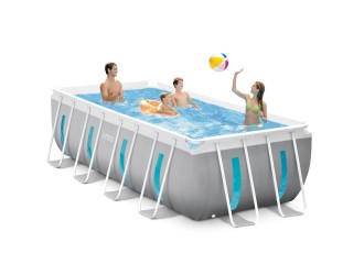 Каркасный бассейн Prism Frame Clearview Premium 400x200x122 см, 8418 л, с насосом 2006 л/ч, полный набор, Intex (26770)