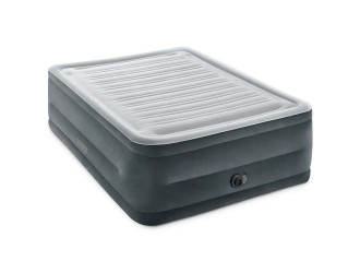 Надувная кровать Queen Comfort-Plush со встроенным насосом, 152х203х56 см, макс. 272 кг, Intex (64418)