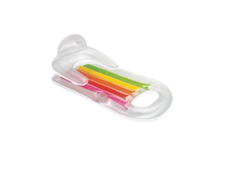 Saltea gonflabila tip sezlong cu spatar si cotiere, 160x85 cm, max. 100 kg, Alb Transparent, Intex 58802