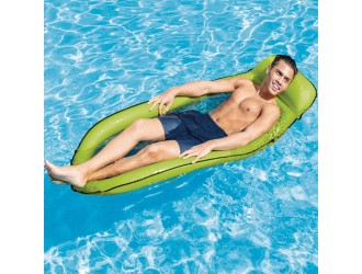 Intex 58836 Saltea gonflabila tip sezlong pentru apa, cu plasa si perna, 178x94 cm, max. 100 kg, Verde