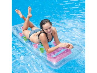 Intex 59894 Saltea gonflabila pentru apa cu fereastra transparenta, 188x71 cm, max. 100 kg, Roz