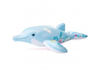 Pluta gonflabila Delfin cu manere, 175x66 cm, max. 40 kg, 3+ ani, Gri