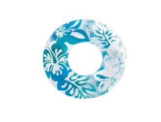 Colac gonflabil transparent cu imprimeu floral, 91 cm, 9 ani+, max. 60 kg, Albastru, Intex 59251