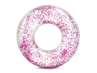 Colac gonflabil de inot Sparkling Glitter, 107x27 cm, max. 100 kg, 9+ ani, ROZ, Intex 56274