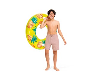 Colac gonflabil cu manere Tropical Fruit, 107 cm, max. 80 kg, Galben, 9+ ani, Intex 56261