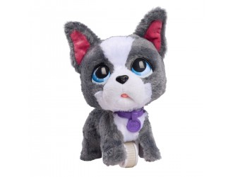 Catelus interactiv de plus Bulldog francez cu lesa, 21 cm, Furreal seria Walk-a-Lots