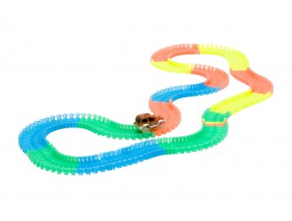 Pista masinute copii flexibila luminoasa 165 piese cu masina Unikatoy 25644