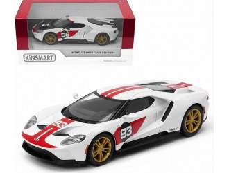 Macheta auto metalica Kinsmart Ford GT Heritage Edition Alb, Scara 1:36