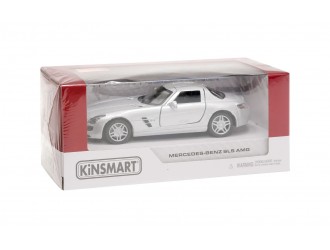 Macheta auto metalica Kinsmart Mercedes-Benz SLS AMG Alb, Scara 1:36