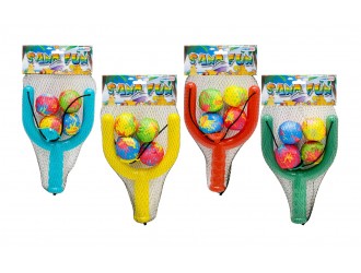 Set prastie copii cu mingi soft 4 piese Unikatoy 25652, Albastru