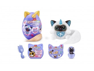 Jucarie de plus surpriza Rainbocorns Kittycorn Dolly S9, coada alba, de colectie, 3+ 03354