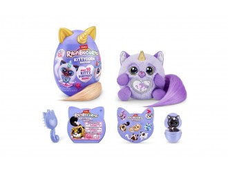 Jucarie de plus surpriza Rainbocorns Kittycorn Fluffles S9, coada bej, de colectie, 3+ 03354