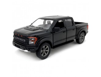 Macheta auto metalica Kinsmart Ford F-150 Raptor Negru, Scara 1:36
