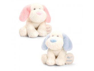 SE1008R Jucarie de plus Keel Toys Keeleco Baby Puppy Catelus Alb cu Urechiuse Roz 20 cm