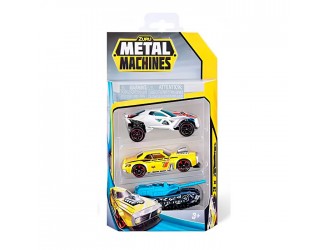 Set 3 masinute din metal (Galben, Alb, Albastru), Metal Machines S2, Zuru