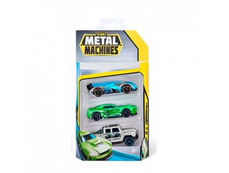 Set 3 masinute din metal(Verde, Albastru, Gri), Metal Machines S2, Zuru