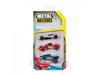 Set 3 masinute din metal(Rosu, Gri, Verde), Metal Machines S2, Zuru
