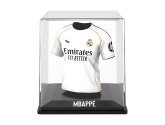 Figurina Football replica mini tricou – Real Madrid: Kylian Mbappe, Home 25/26, cu vitrina acrilica