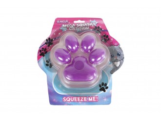 Jucarie antistres Glamour Squishy Labuta de Pisica Giganta, 17 cm, 500 g, Mov Transparent