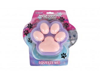 Jucarie antistres Glamour Squishy Labuta de Pisica Giganta, 17 cm, 500 g, Mov Pastel cu Roz
