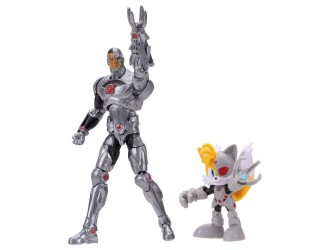 Коллекционная фигурка Sonic the Hedgehog x DC Comics Cyborg & Tails, 15 см + 7 см, Jakks Pacific
