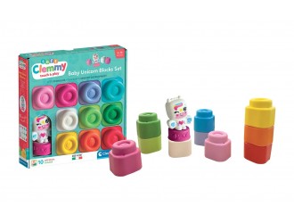 Set Cuburi Moi Clementoni Clemmy Unicorn, 10 Piese, Multicolor, Jucarie Senzoriala pentru Bebelusi, +6 luni