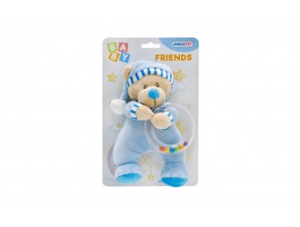 901950A Jucarie de plus cu zornaitoare, Ursulet Baby Friends Albastru, 18 cm