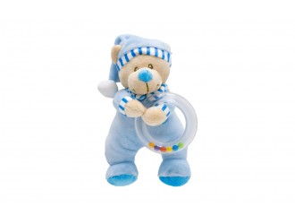 901950A Jucarie de plus cu zornaitoare, Ursulet Baby Friends Albastru, 18 cm