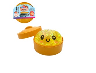 Jucarie Antistres Squishy Smiling Dumpling cu Sclipici, Sparkling Water, Galben, 8 cm, 230 gr