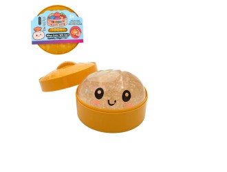 Jucarie Antistres Squishy Smiling Dumpling cu Sclipici, Sparkling Water, Transparent/Argintiu, 8 cm, 230 gr