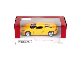 KT5081W-GALBEN Macheta auto metalica Kinsmart Porsche Carrera GT KT5081W, scara 1:36, cu usi care se deschid, Galben