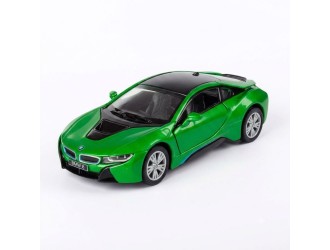  Macheta auto metalica BMW i8 Kinsmart KT5379W, scara 1:38, cu usi care se deschid, Verde