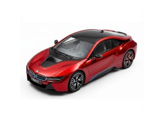 Macheta auto metalica BMW i8 Kinsmart KT5379W, scara 1:38, cu usi care se deschid, Rosu
