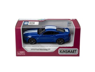 KT5386WF-ALBASTRU Macheta auto metalica Ford Mustang GT Kinsmart KT5386WF 1:38, cu usi care se deschid, Albastru