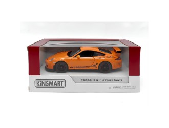 Металлическая модель автомобиля 2010 Porsche 911 GT3 RS Kinsmart KT5352W масштаб 1:36, с открывающимися дверями, оранжевый