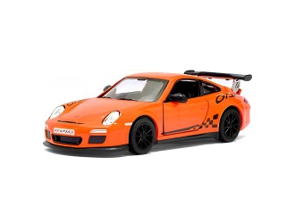 Металлическая модель автомобиля 2010 Porsche 911 GT3 RS Kinsmart KT5352W масштаб 1:36, с открывающимися дверями, оранжевый