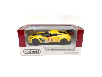 KT5397W-GALBEN Macheta auto metalica Chevrolet Corvette C7.R 2016 Kinsmart KT5397W 1:36, cu usi care se deschid, Galben