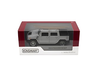 KT5097WS1-ALB Macheta auto metalica 2005 Hummer H2 SUT cu placa de surf Kinsmart KT5097WS1, scara 1:40, cu usi care se deschid, Alb