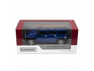 Macheta auto metalica 2005 Hummer H2 SUT cu placa de surf Kinsmart KT5097WS1, scara 1:40, cu usi care se deschid, Albastru