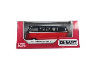 KT5376W-ROSU Macheta auto metalica 1962 Volkswagen Classical Bus (Black Top) Kinsmart KT5376W, scara 1:32, cu usi care se deschid, Rosu