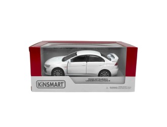 KT5329W-ALB Macheta auto metalica 2008 Mitsubishi Lancer Evolution X Kinsmart KT5329W, scara 1:36, cu usi care se deschid, Alb
