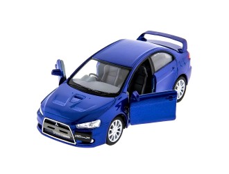 KT5329W-ALBASTRU Macheta auto metalica 2008 Mitsubishi Lancer Evolution X Kinsmart KT5329W, scara 1:36, cu usi care se deschid, Albastru