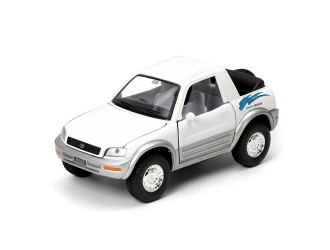 KT5011W-ALB Macheta auto metalica Toyota RAV4 Cabrio Kinsmart KT5011W, scara 1:32, cu usi care se deschid, Alb