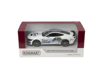 KT5455WF-ALB Macheta auto metalica Ford Mustang Dark Horse Kinsmart KT5455WF, scara 1:38, cu usi care se deschid, Alb