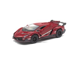 Macheta auto metalica Lamborghini Veneno Kinsmart KT5367W, scara 1:36, cu usi care se deschid, Rosu