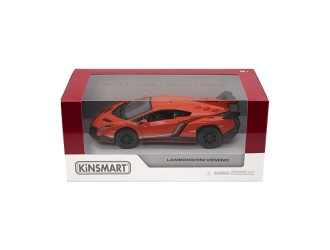 Macheta auto metalica Lamborghini Veneno Kinsmart KT5367W, scara 1:36, cu usi care se deschid, Portocaliu
