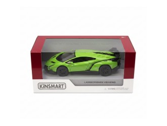 Macheta auto metalica Lamborghini Veneno Kinsmart KT5367W, scara 1:36, cu usi care se deschid, Verde