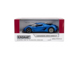 Macheta auto metalica Koenigsegg Jesko Absolut Kinsmart KT5473W, scara 1:36, cu usi care se deschid, Albastru