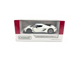 Macheta auto metalica Koenigsegg Jesko Absolut Kinsmart KT5473W, scara 1:36, cu usi care se deschid, Alb