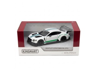 Macheta auto metalica Bentley Continental GT3 Kinsmart KT5417W, scara 1:38, cu usi care se deschid, Alb